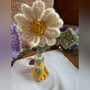 Handmade Crochet Flower in Decorative Vase